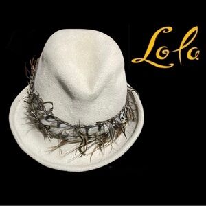 Lola NY Wool Hat with Feather Trim
